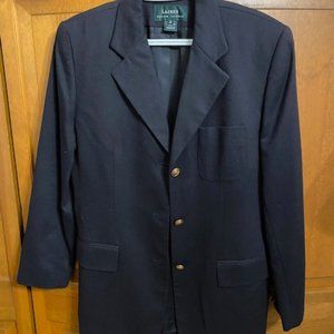 Ralph Lauren Ladies Dark Navy Blue Wool Blazer Size 12